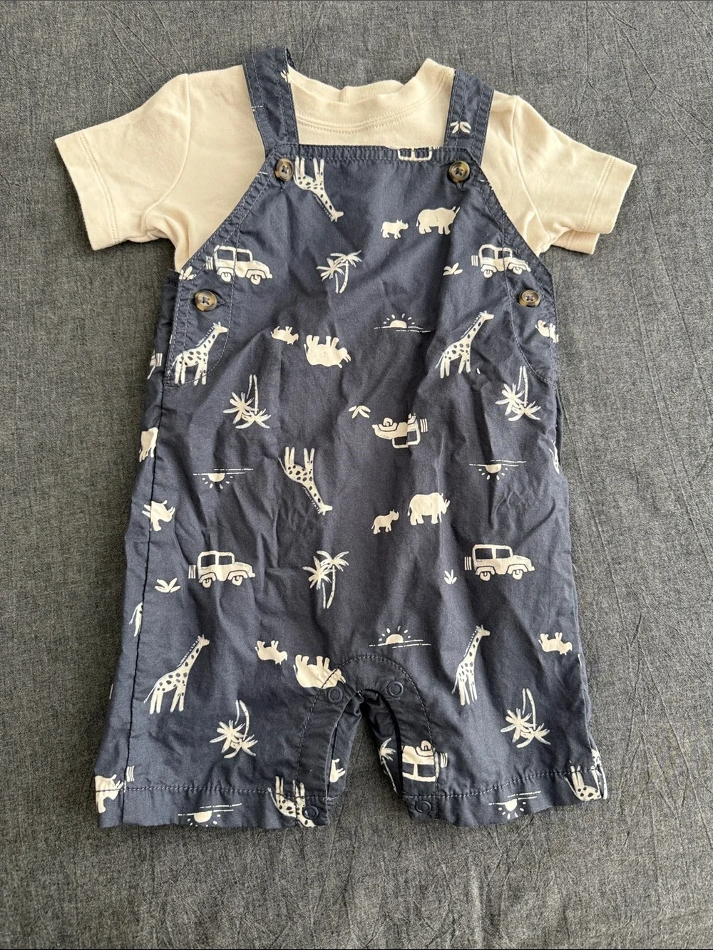 Carter’s Navy Safari Print Kids Overall Set